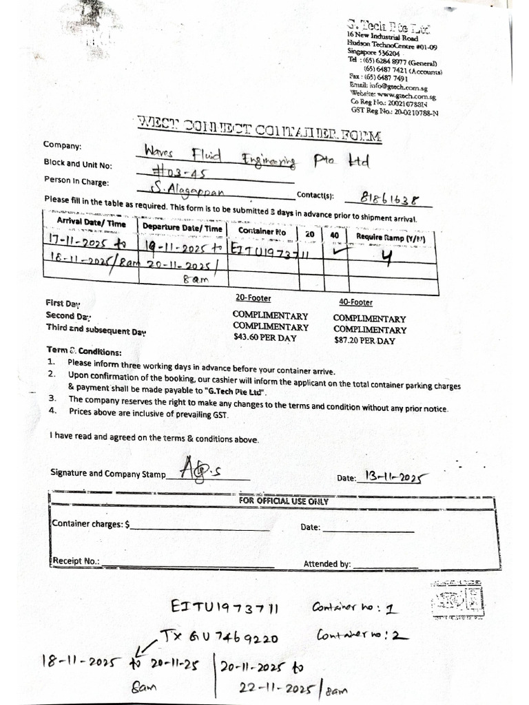 Container Form - 13-11-25 (1) | PDF