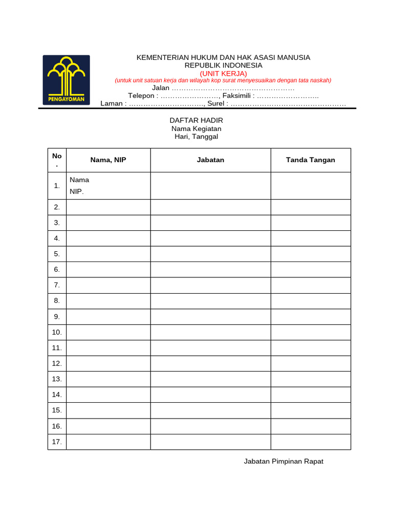 Template Absen | PDF