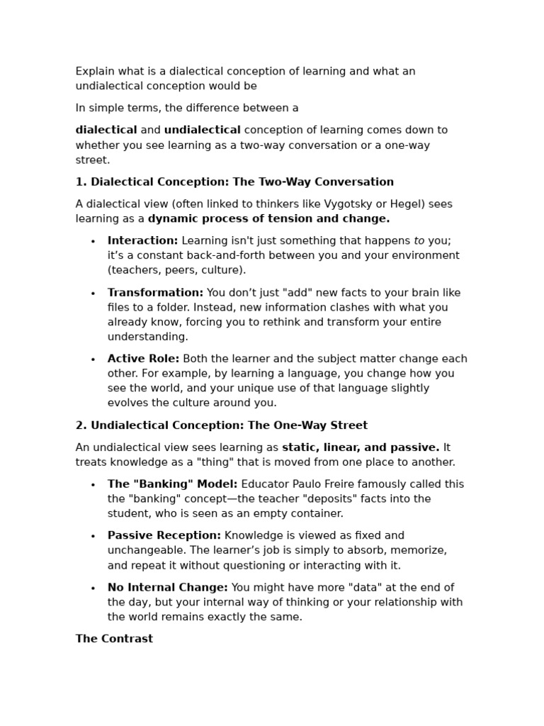 dialectical and undialectical conception of learning | PDF | Time ...