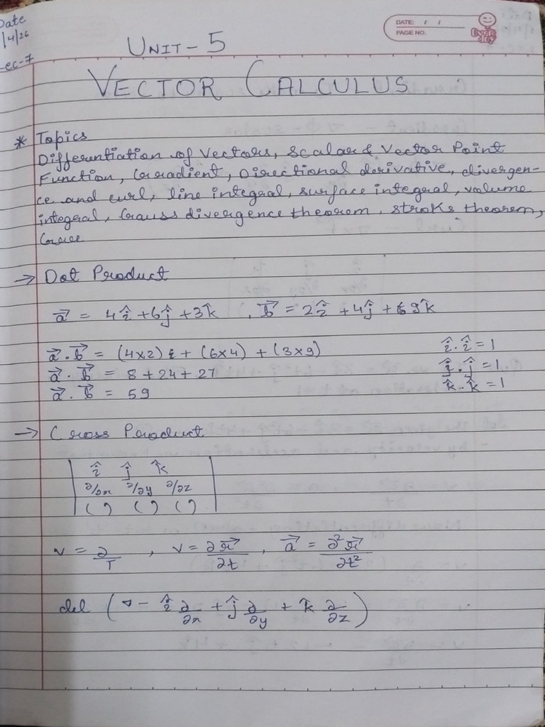 Unit No. 5 Vector Calculus | PDF