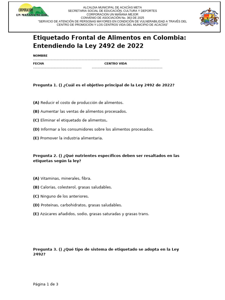 Etiquetado Frontal de Alimentos en Colombia Entendiendo La Ley 2492 de ...