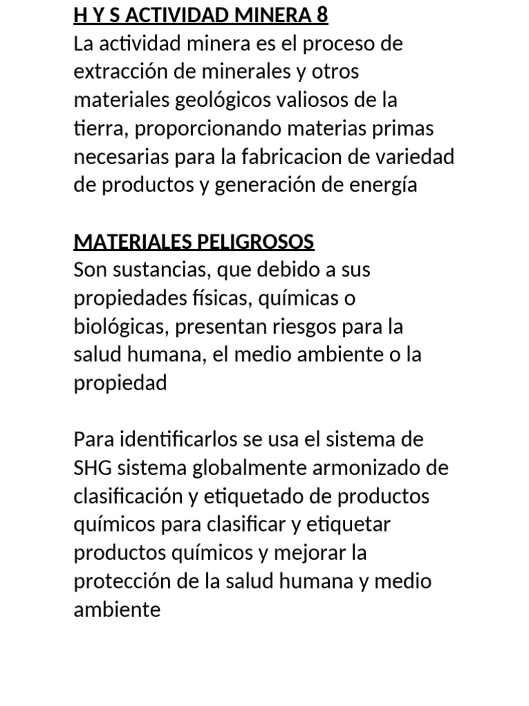 h y s Actividad Minera 8 | PDF