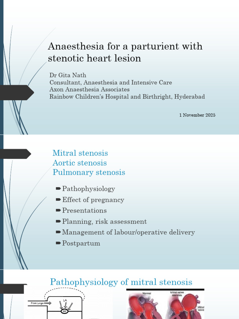 Anaesthesia for a parturient with stenotic heart lesion | PDF | Heart ...