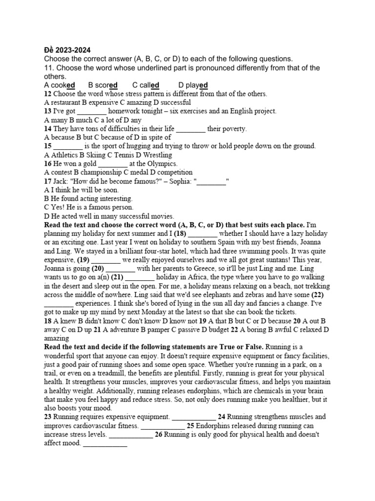 Final Term 2 Practice Test 2 | PDF | Physical Fitness