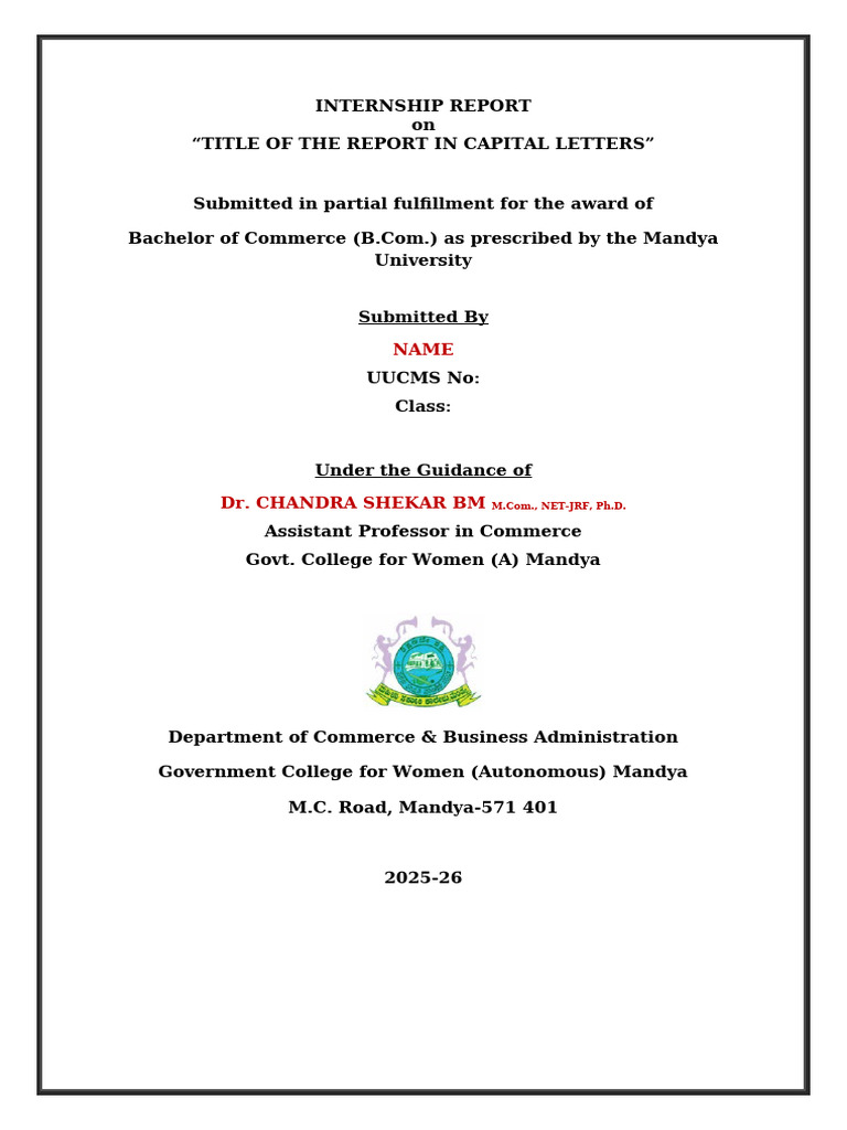 Internship Report Cover Sheet_042054 | PDF | Higher Education ...