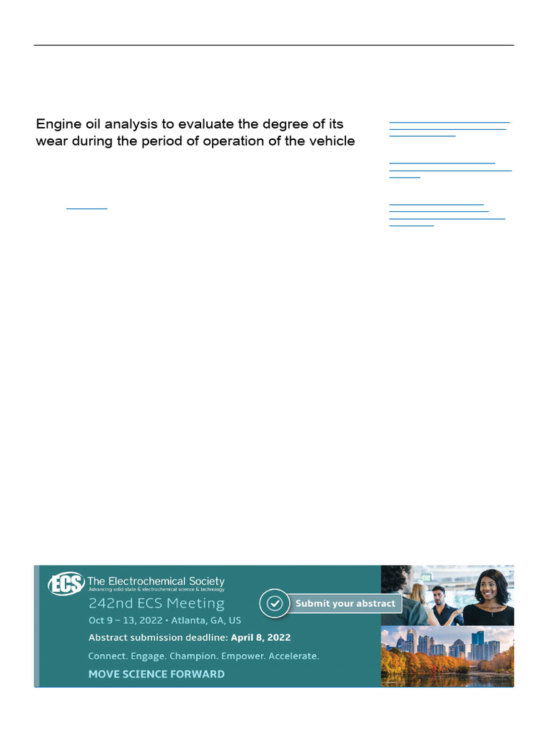 Engine Oil Analysis Zaharia - 2022 | PDF | Motor Oil | Viscosity