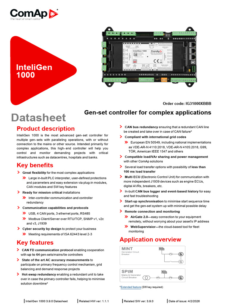 Inteligen 1000 3.9.0 Datasheet | PDF | Power Supply | Electric Power