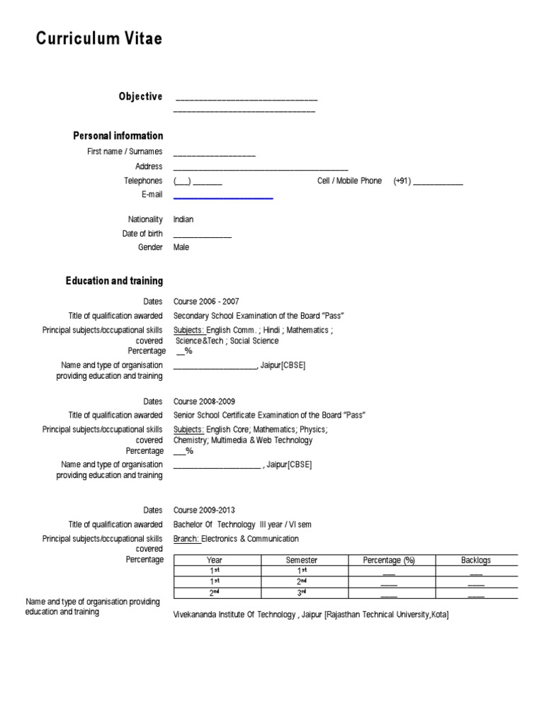 Format CV | PDF | Career & Growth