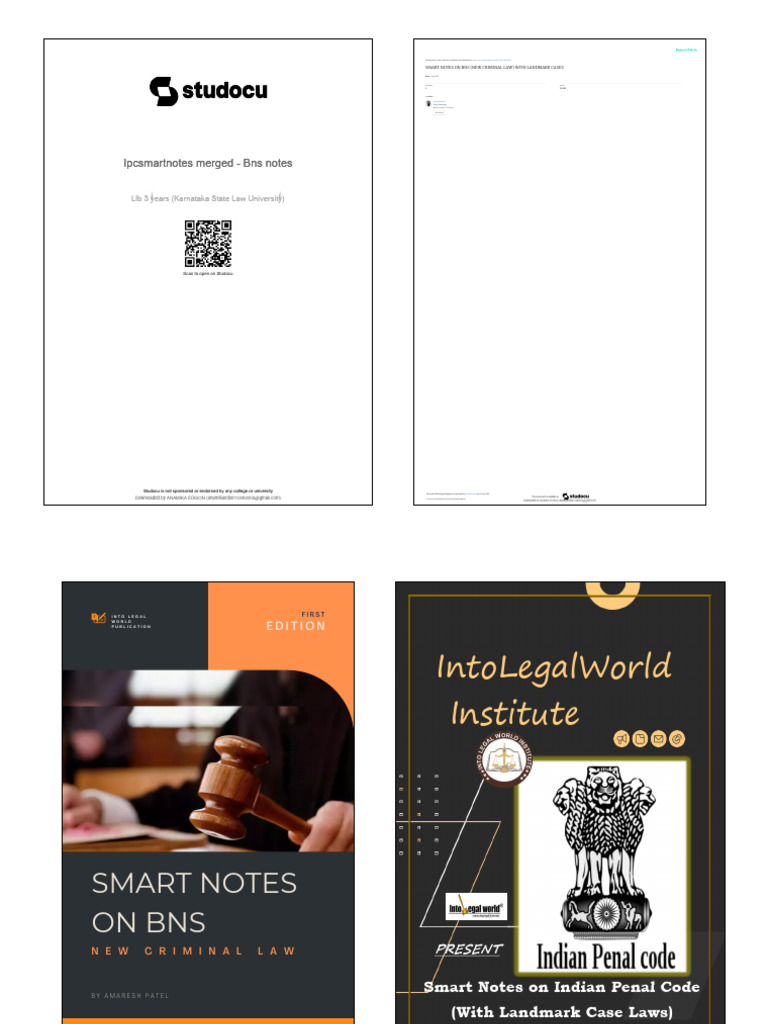 Ipcsmartnotes Merged Bns Notes Amz | PDF | Mens Rea | Crimes