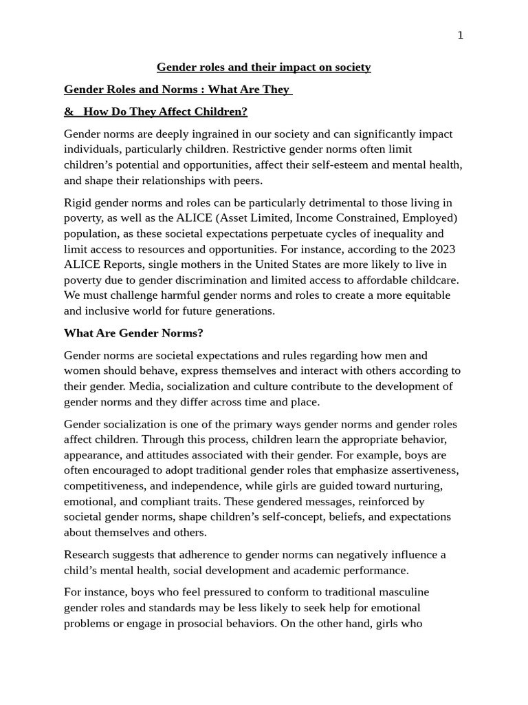 Gender Roles and Their Impact on Society | PDF | Gender Role | Gender