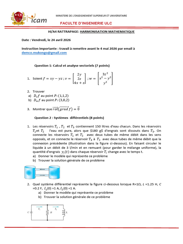 Rattrapage I4 - A4 Harmonisation Math | PDF | Mathématiques