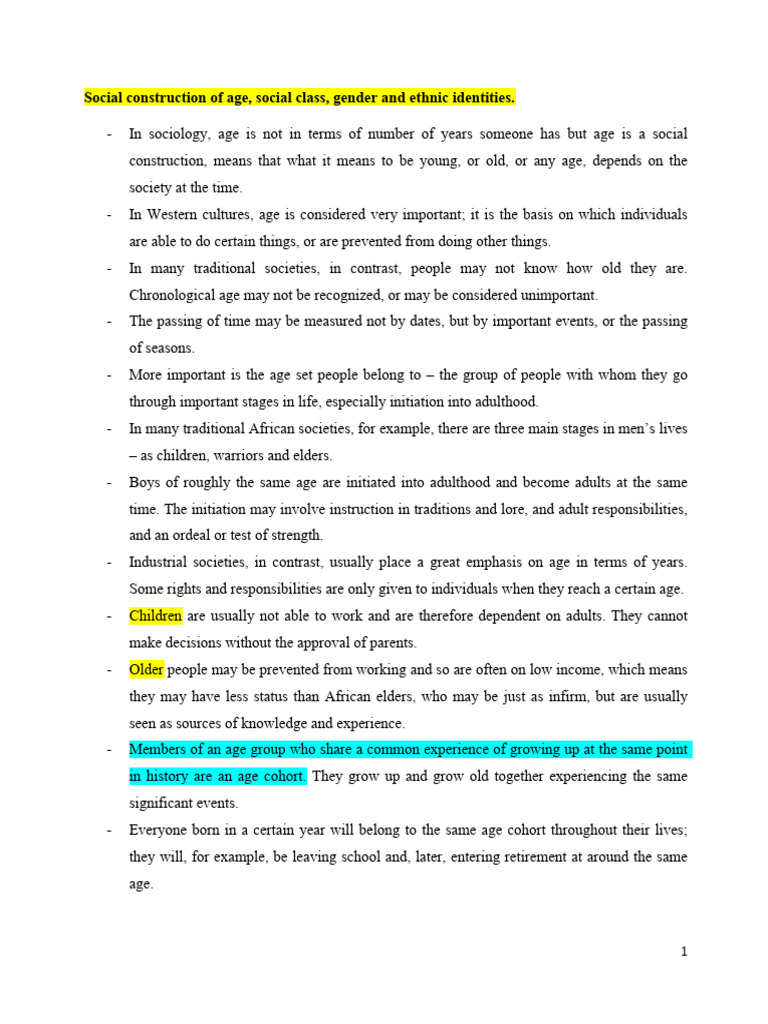 Social Construction of Age, Social Class, Gender and Ethnicity and ...