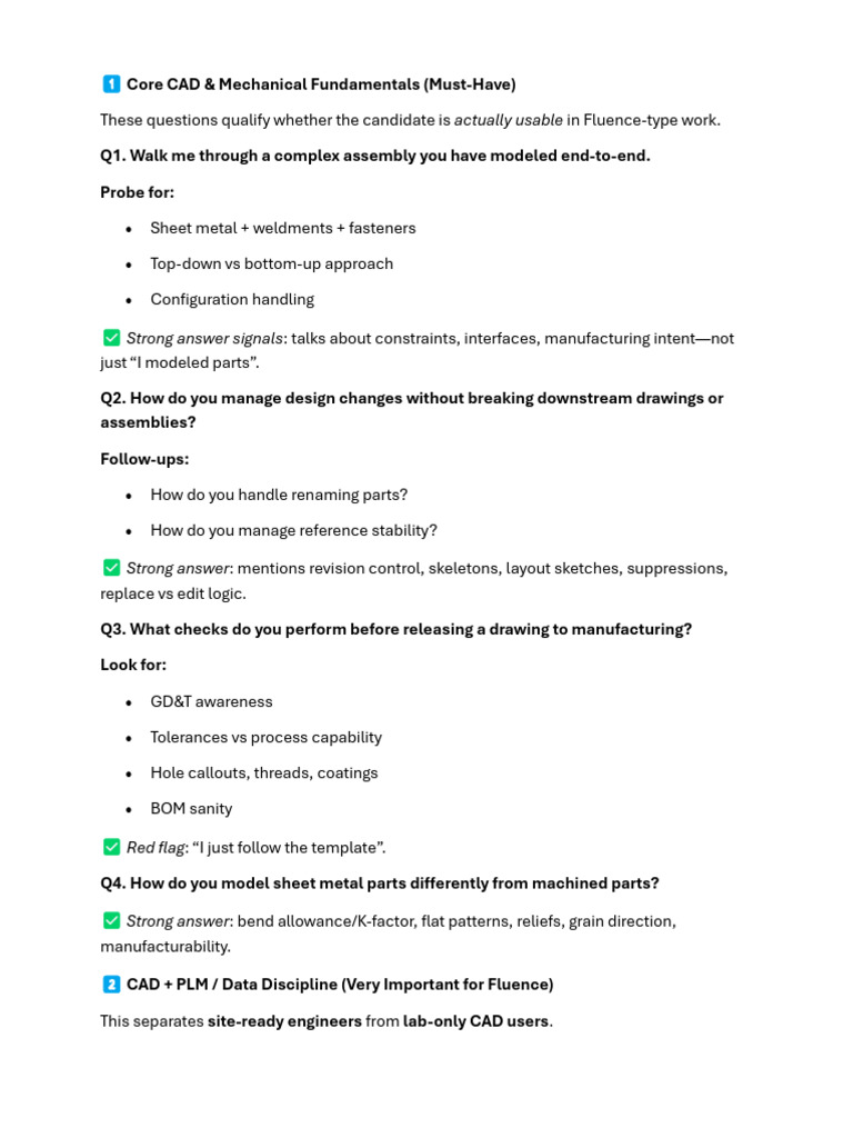 Interview Questions CAD Engineer | PDF