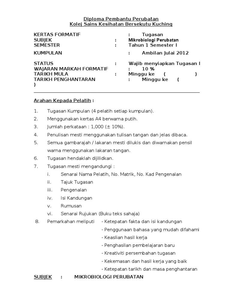 Assignment Mikrobiologi Perubatan Asg