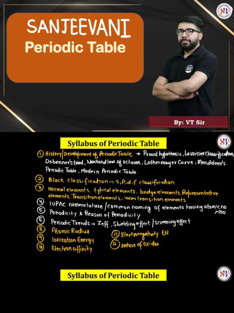 Lecture 01 - HISTORY OF PERIODIC TABLE, MODERN TABLE , | PDF