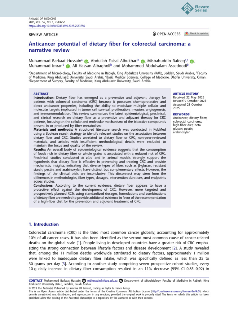 Anticancer Potential of Dietary Fiber for Colorect | PDF | Colorectal ...