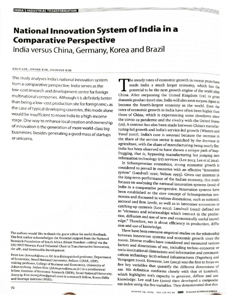 2 National Innovation System of India (2) | PDF | Innovation | Economic ...