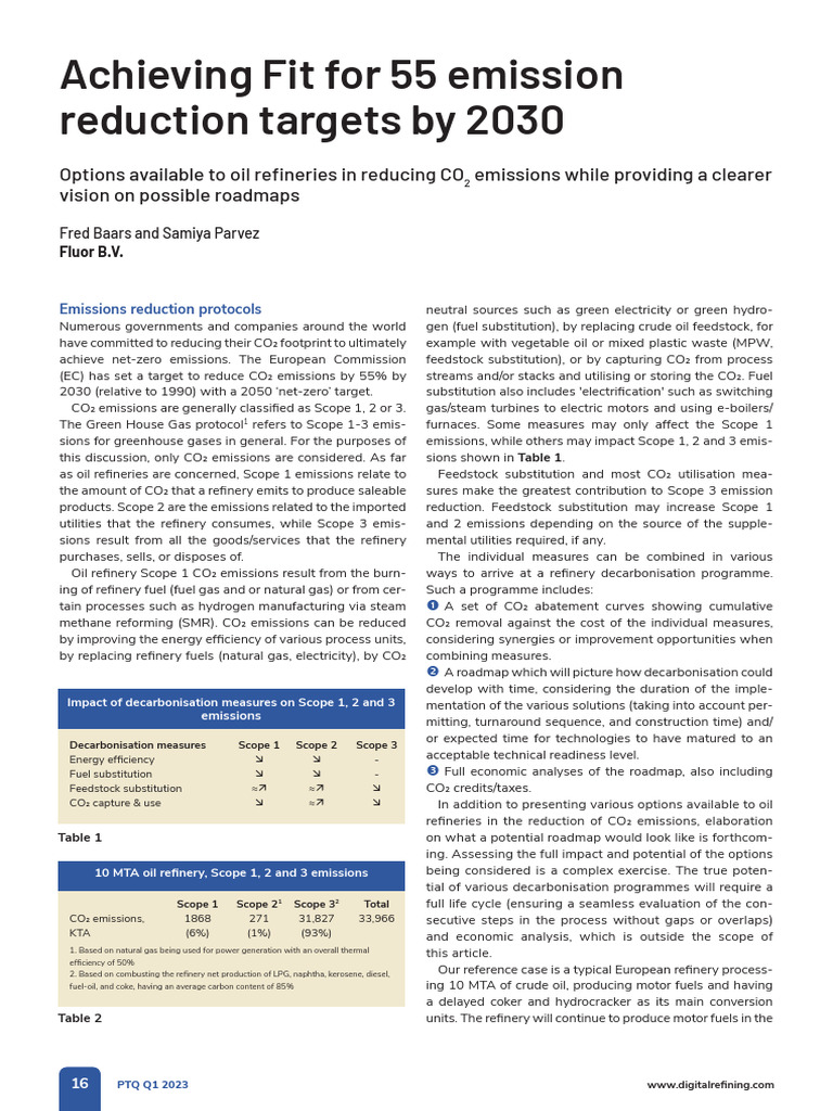 Achieving Fit for 55 Emission Reduction Targets by 2030 | PDF | Climate ...