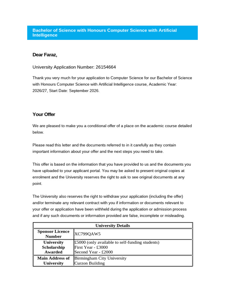 Bachelor of Science With Honours Computer Science With Artificial ...