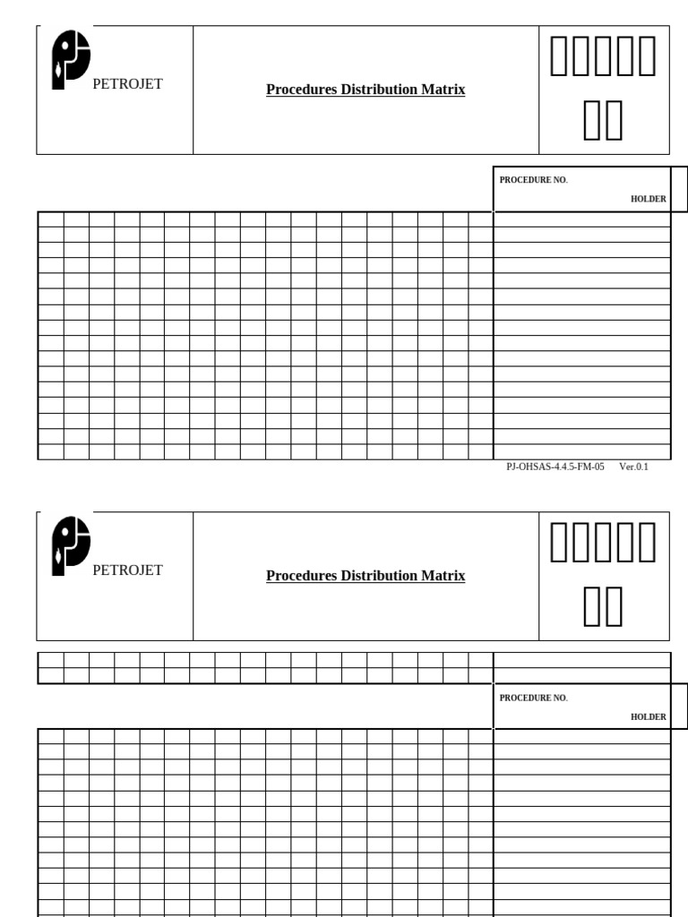 PJ OHSAS 4.4.5 FM 05 Procedures Distribution Matrix | PDF