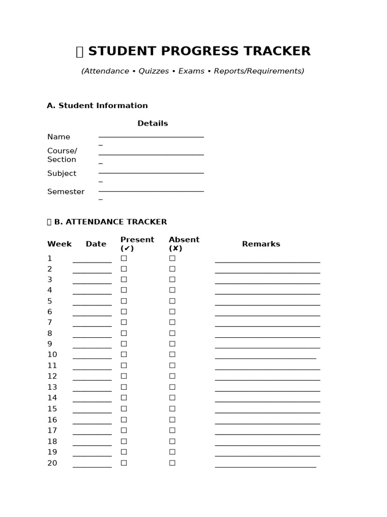 ? Student Progress Tracker | PDF | Educational Assessment And ...