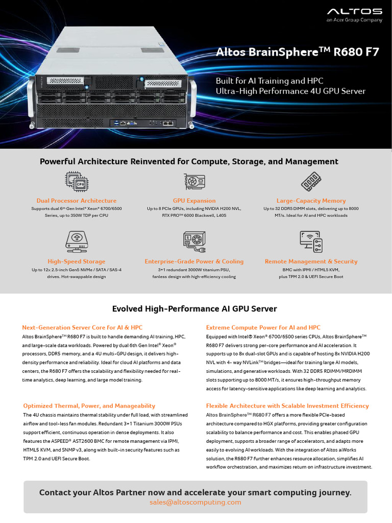 Altos R680 F7 Datasheet ENG | PDF | Graphics Processing Unit | Computer ...