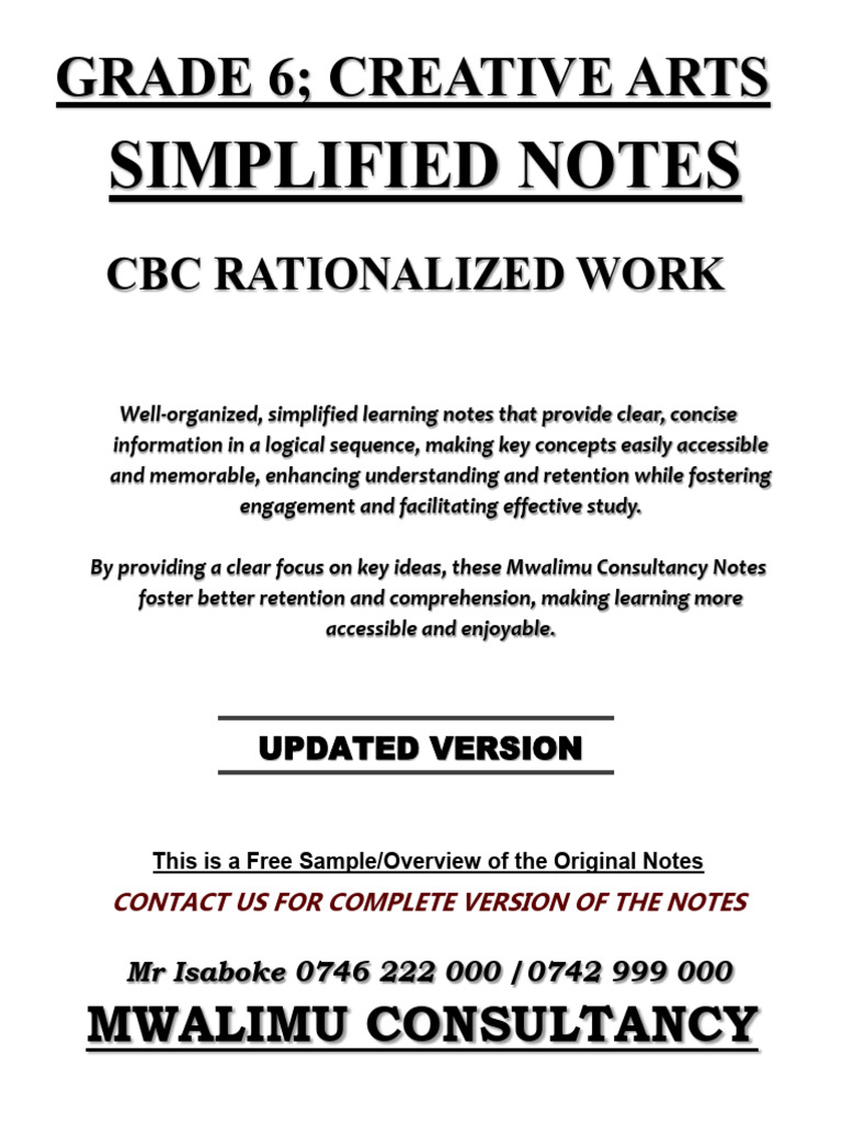 GRADE 6 CREATIVE ARTS SIMPLIFIED NOTES SP | PDF | Rhythm | Violin