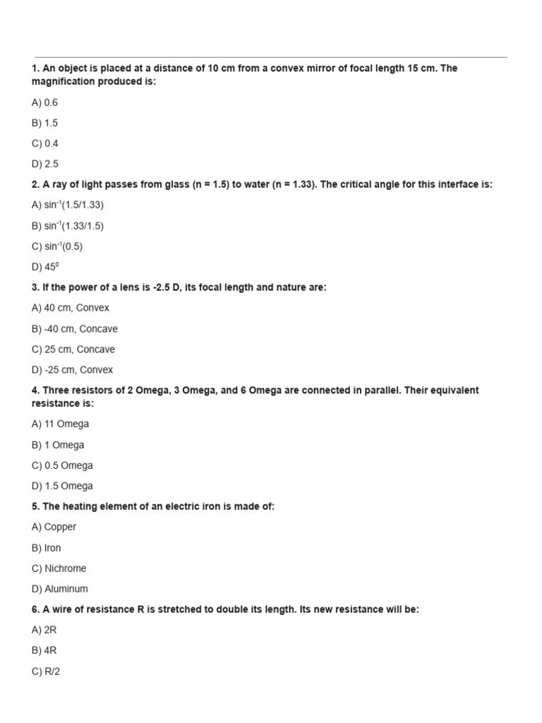 Physics Test | PDF | Waves | Force