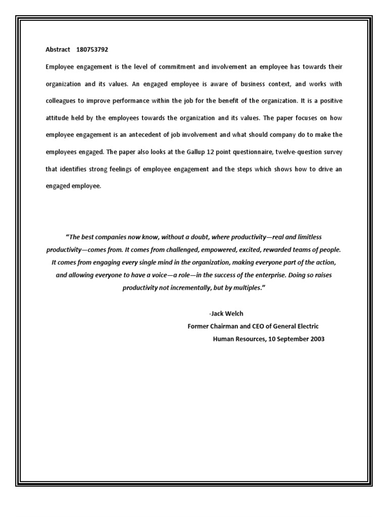 Employee engagement literature review doc