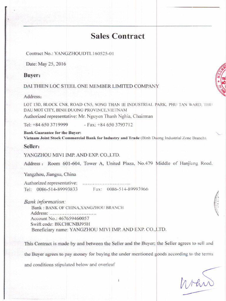 Formal 1st Pipe Mill Contract | PDF