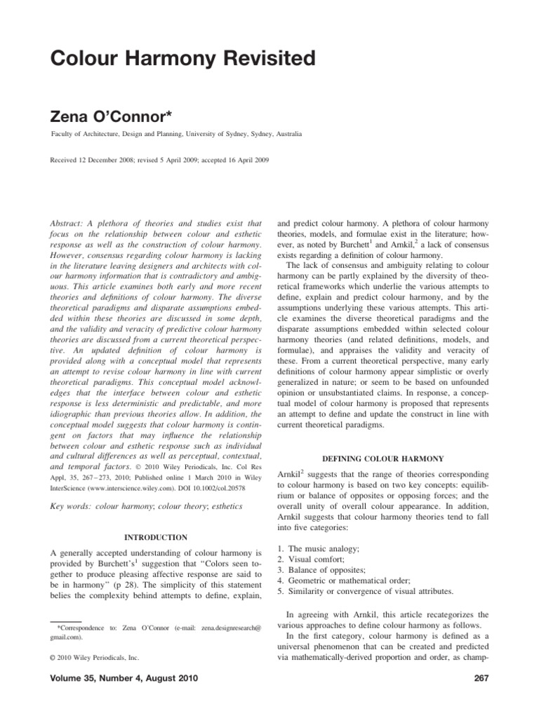 Color Research Application - 2010 - O'Connor - Colour Harmony Revisited ...