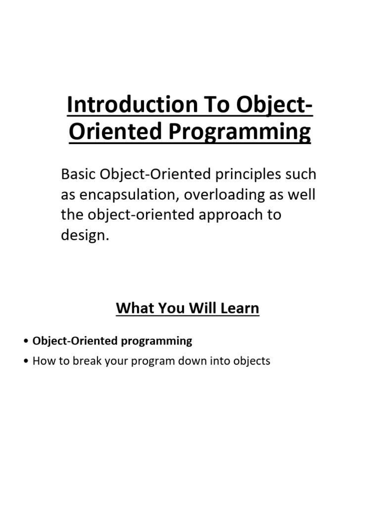OOP Lec 1 Introduction (1) | PDF | Programming | Constructor (Object ...