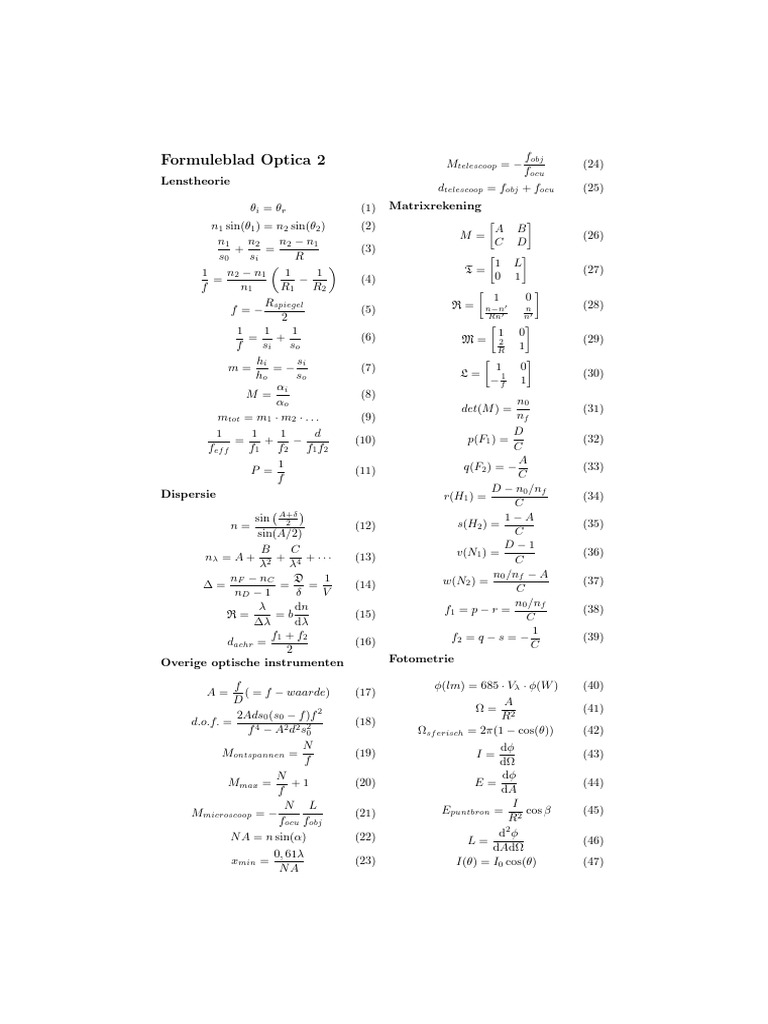 Formuleblad OPTC2 | PDF | Ouverture (échecs) | Échecs