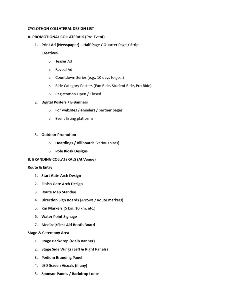 Collateral Design List | PDF