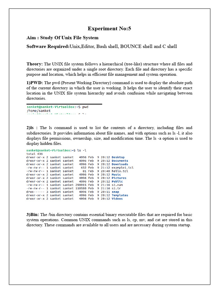 (5)-Study of Unix File System | PDF | Directory (Computing) | Computer File