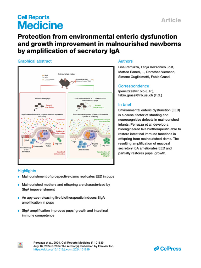 Perruzza 2024 Cell Rep Medicine IgA VoR | PDF | Gastrointestinal Tract ...