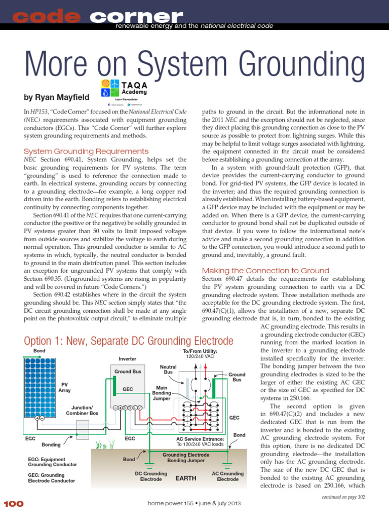 More to Know About Grounding | PDF | Photovoltaic System | Alternating ...