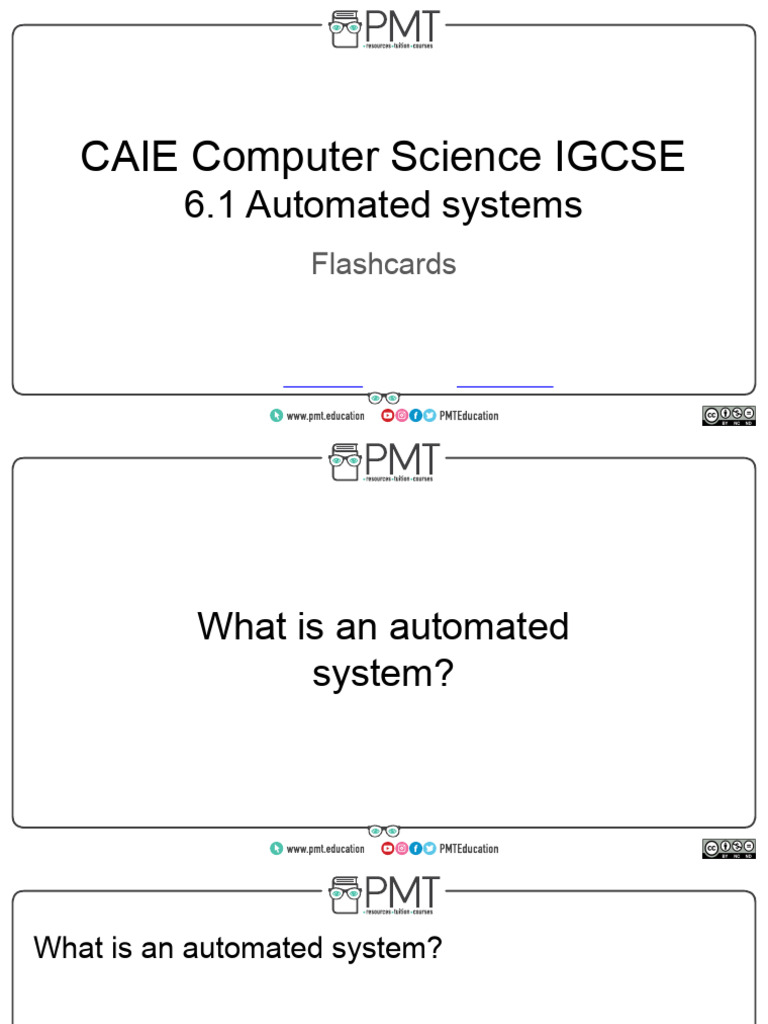 Flashcards - 6.1 Automated Systems - CAIE IGCSE Computer Science | PDF ...