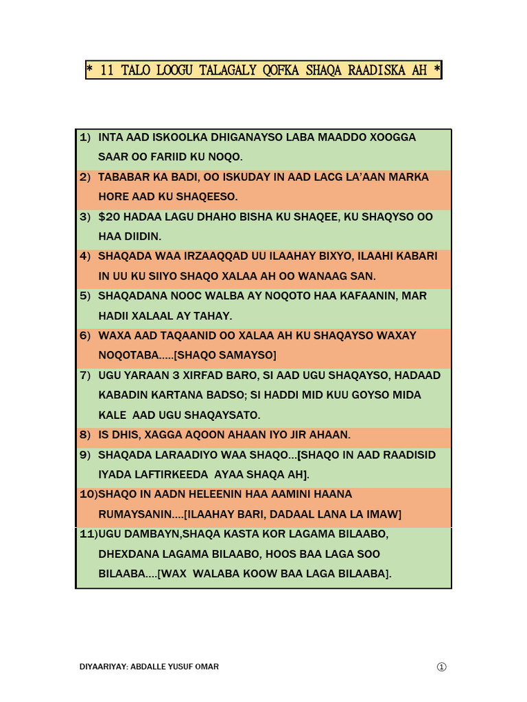 Talooyin Ku Saabsan Qofka Shaqa Raadiska Ah | PDF