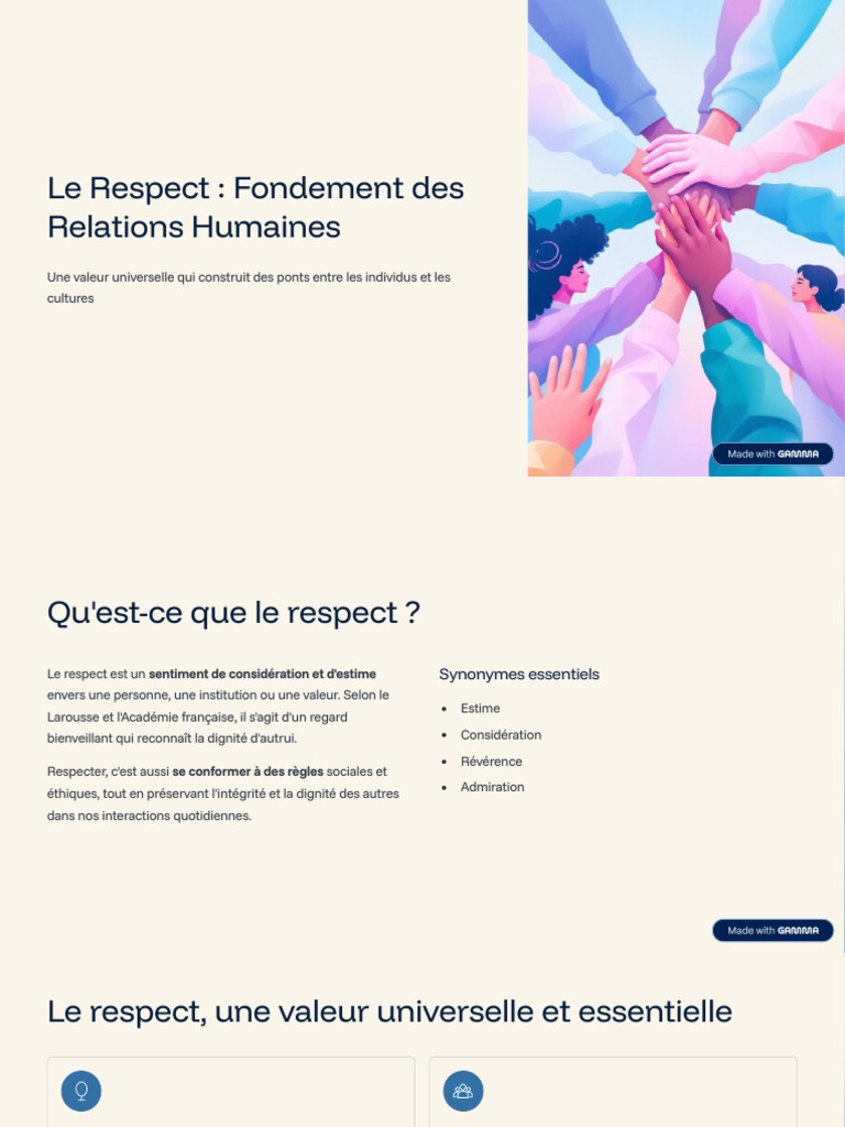 Le Respect Fondement Des Relations Humaines | PDF | Psychologie sociale ...