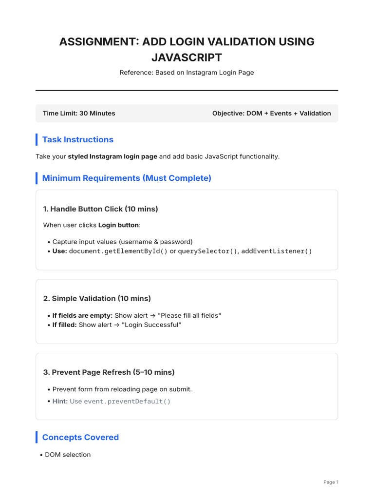 Assignment JS Validation Plain | PDF