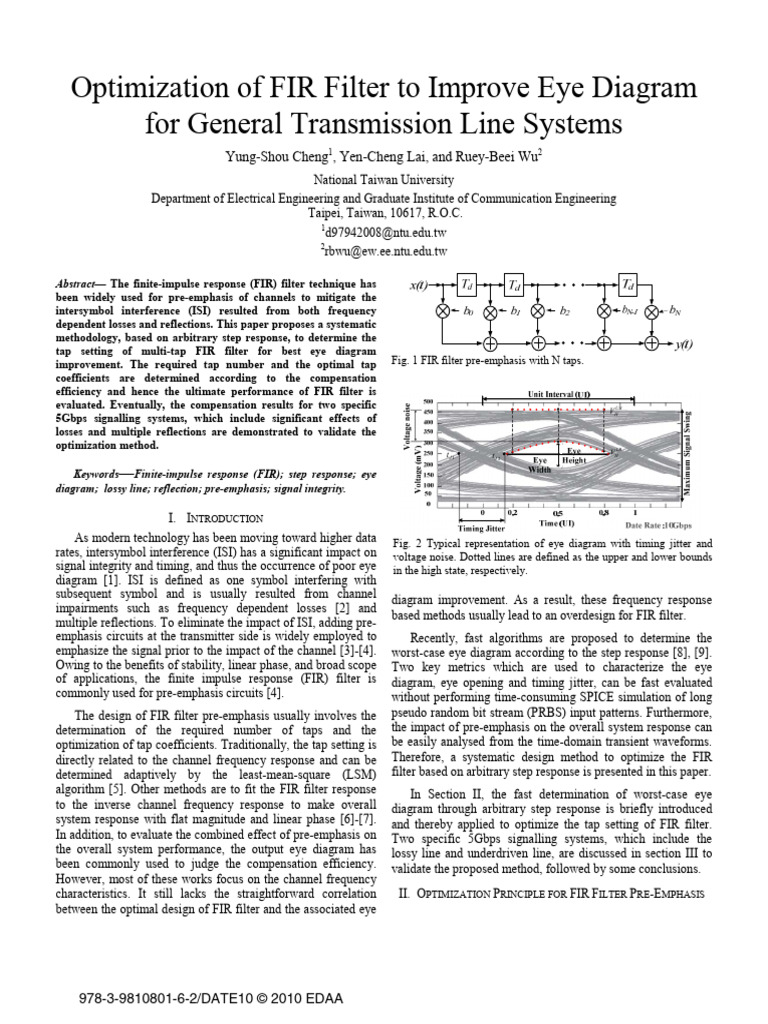 Optimization of FIR Filter to Improve Eye Diagram | PDF | Transmission ...