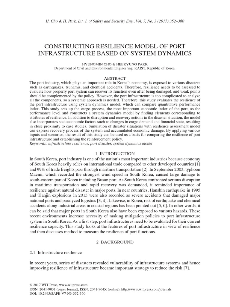 11 Constructing Resilience Model of Port Infrastructure Based on System ...