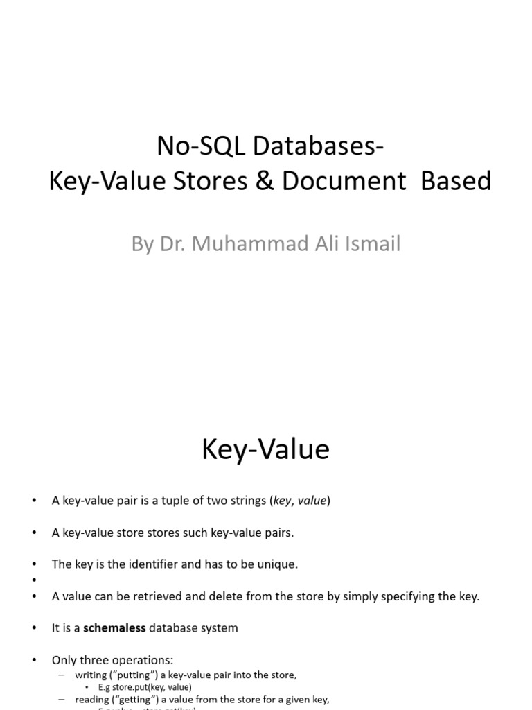 8 & 9_kry-Value Stores and Document Database | PDF | Map Reduce ...