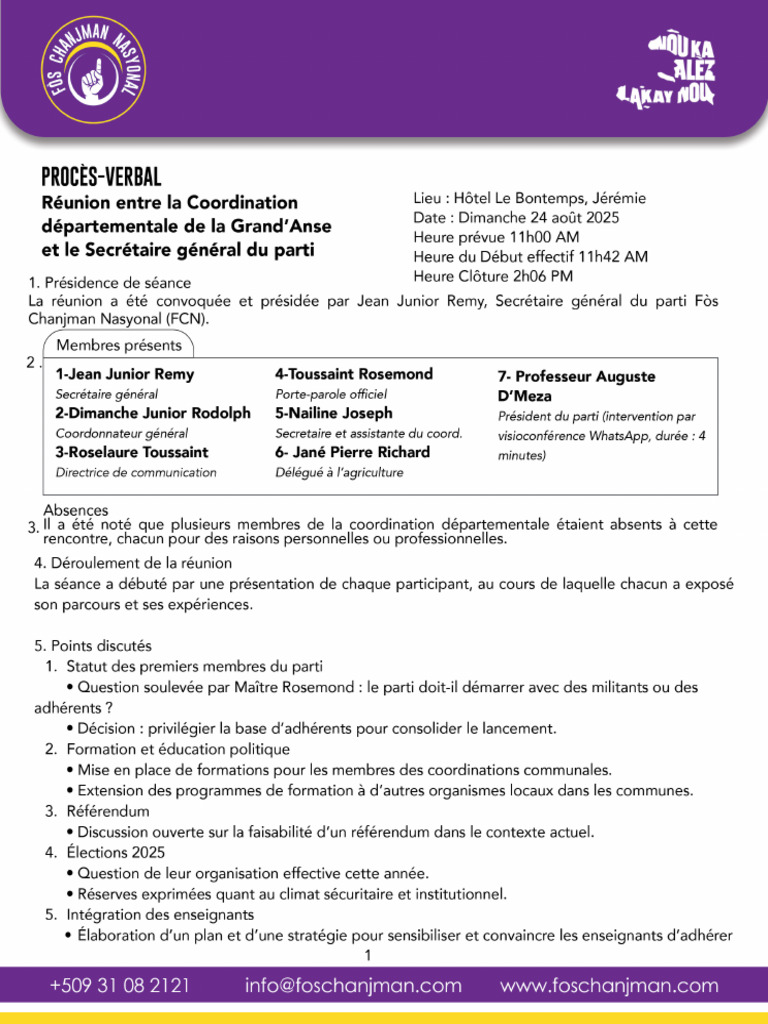 Pcv Grand Anse | PDF