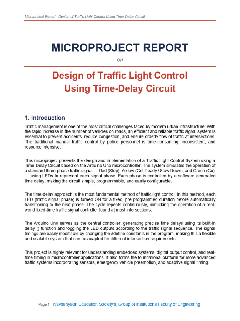 Traffic Light Control_Microproject Report | PDF | Traffic Light | Traffic