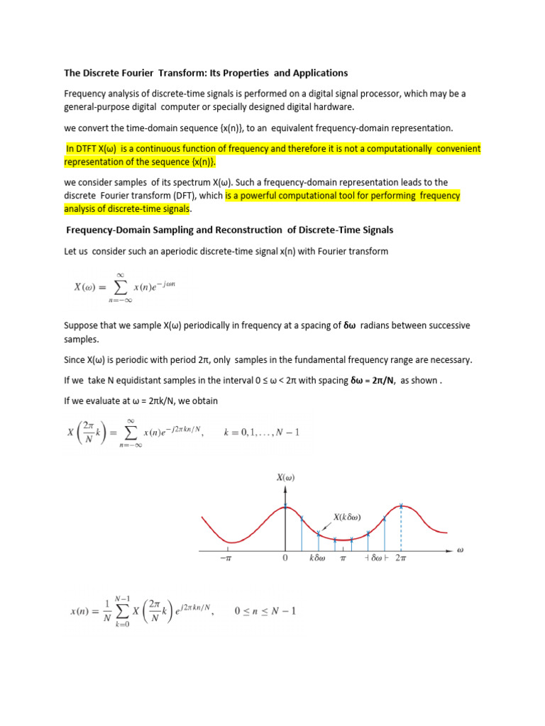 6-DFT and applications | PDF | Fourier Analysis | Discrete Fourier ...
