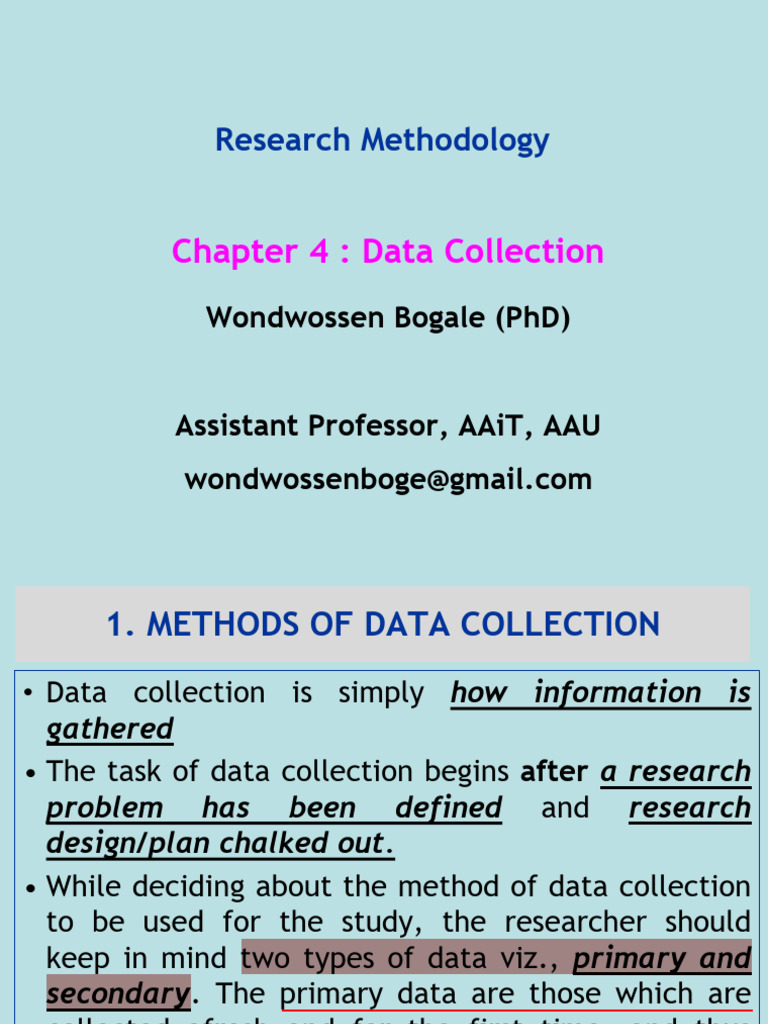 Chapter 4 - Scientific Research Methods - Methods of Data Collection ...