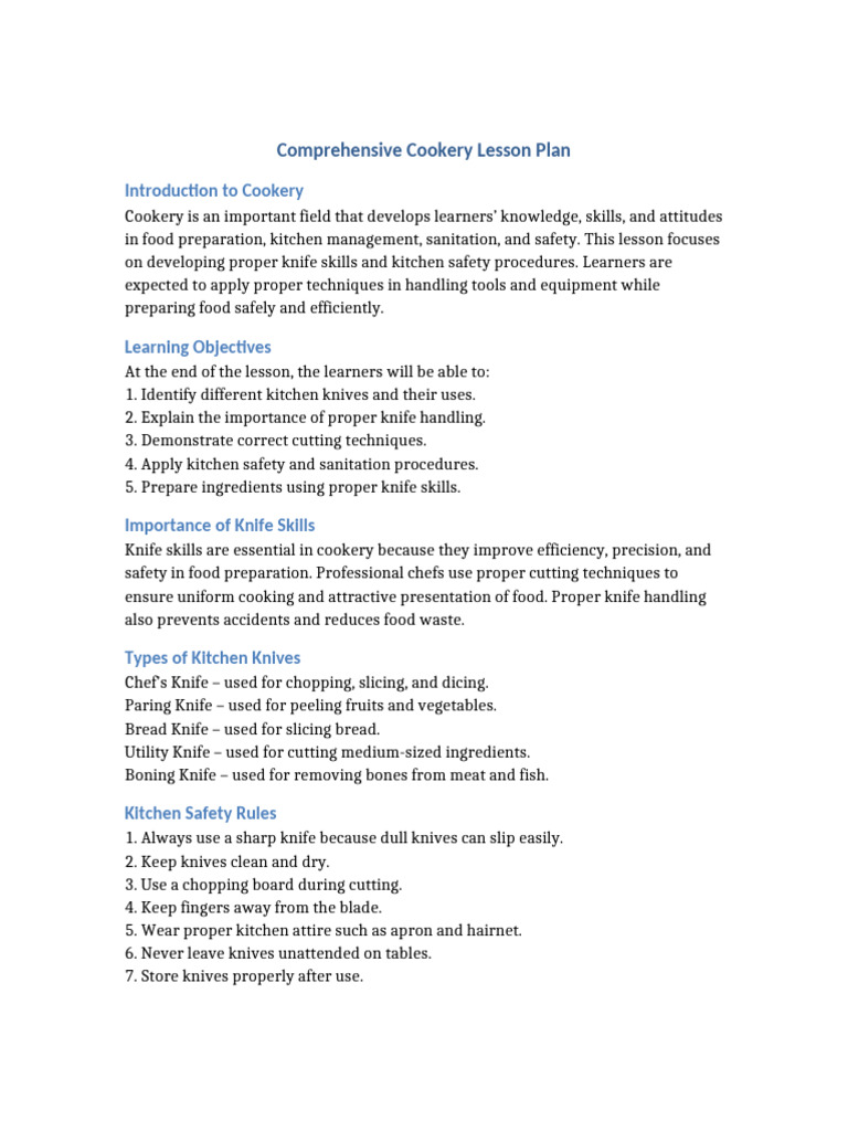 Cookery_Lesson | PDF