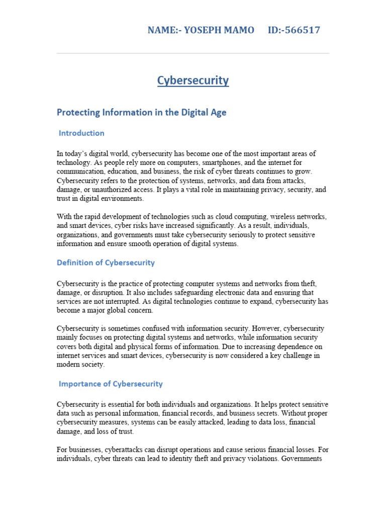 Cybersecurity Assignment | PDF | Security | Computer Security